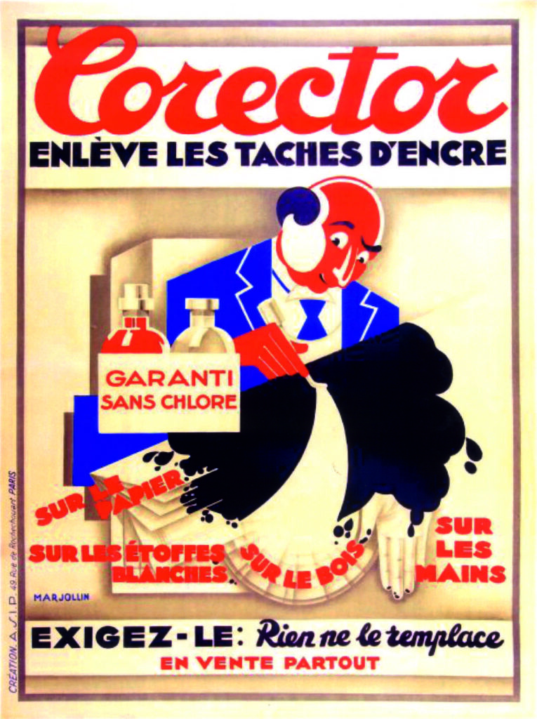 Première affiche publicitaire effaceur d'encre